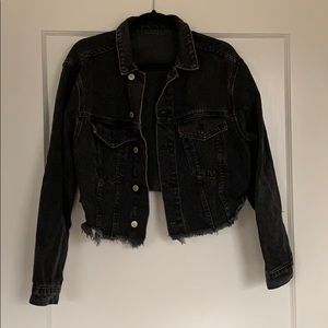 Brandy Melville Black Cropped Denim Jacket